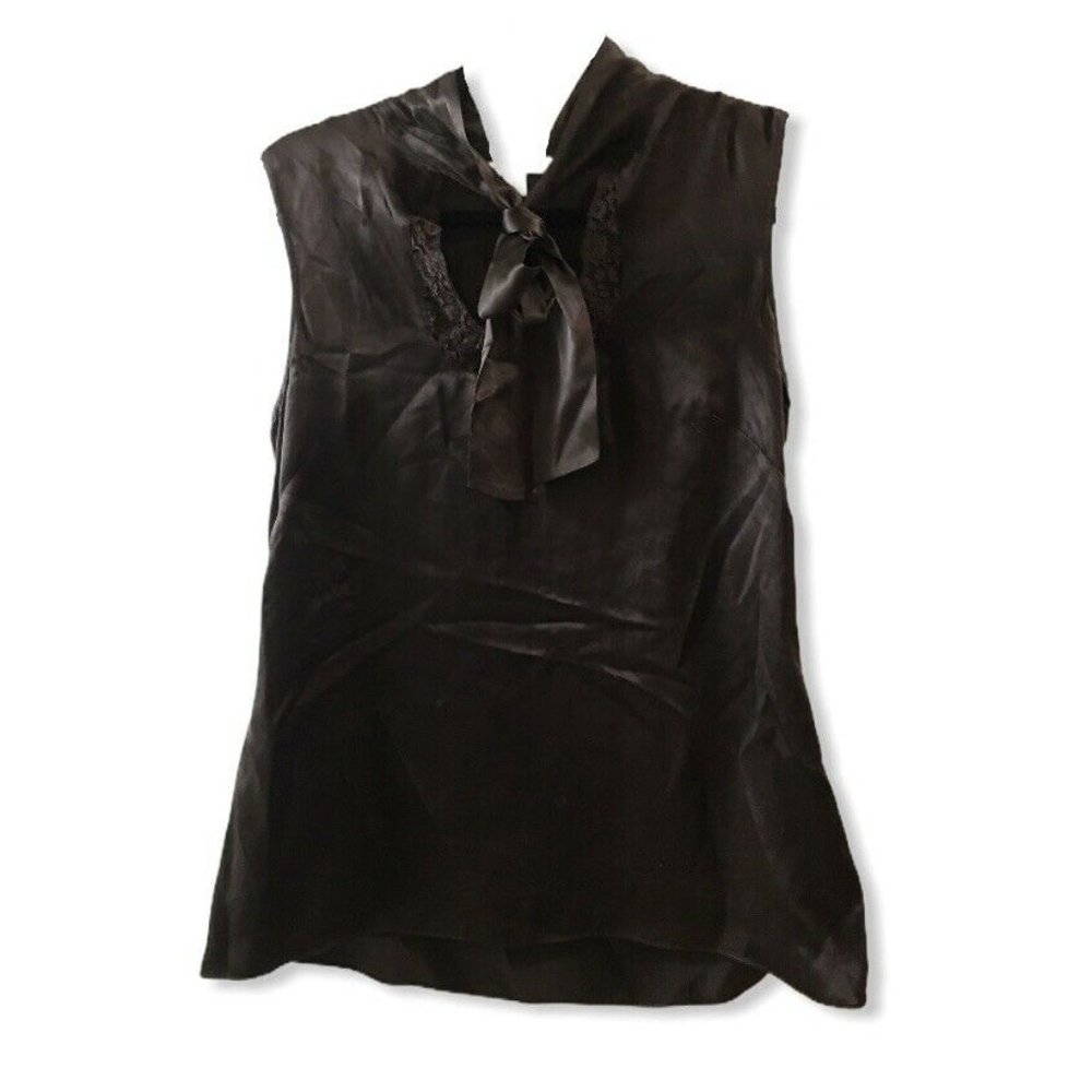 Banana Republic Brown Silk Lace Tie Neckline Top